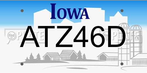 ATZ46D Iowa License Plate