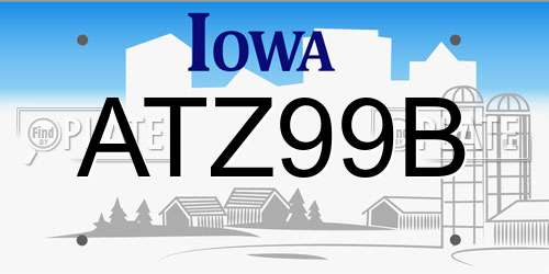 ATZ99B Iowa License Plate