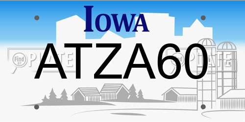 ATZA60 Iowa License Plate