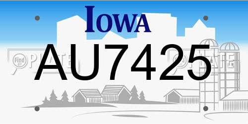 AU7425 Iowa License Plate