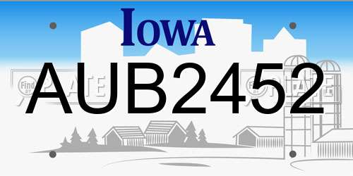 AUB2452 Iowa License Plate