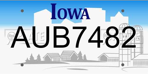 AUB7482 Iowa License Plate