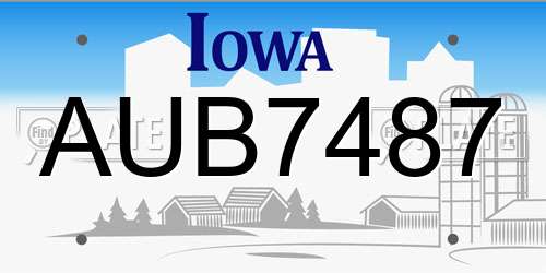 AUB7487 Iowa License Plate