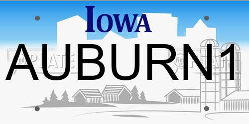 AUBURN1 Iowa License Plate