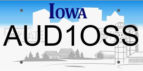 AUD1OSS Iowa License Plate
