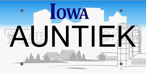 AUNTIEK Iowa License Plate