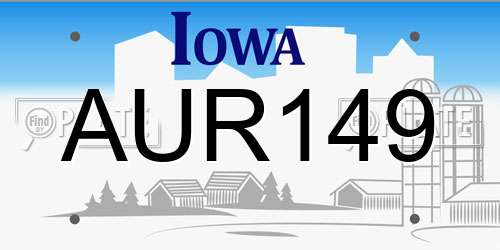 AUR149 Iowa License Plate