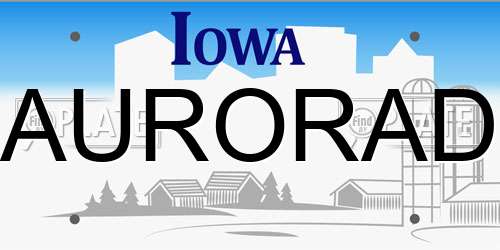AURORAD Iowa License Plate
