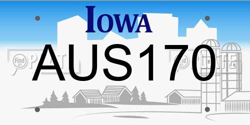 AUS170 Iowa License Plate