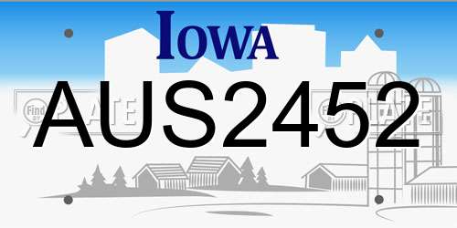 AUS2452 Iowa License Plate