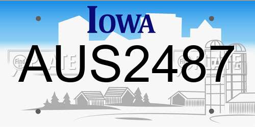 AUS2487 Iowa License Plate