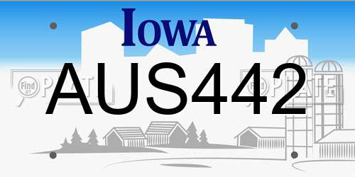 AUS442 Iowa License Plate