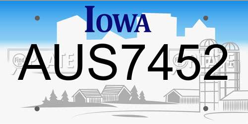 AUS7452 Iowa License Plate