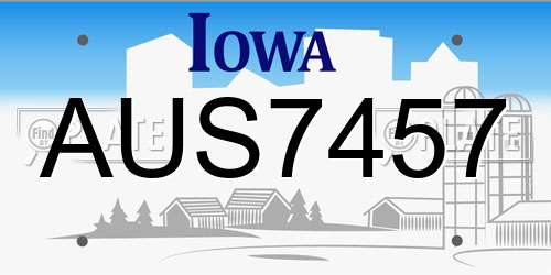 AUS7457 Iowa License Plate