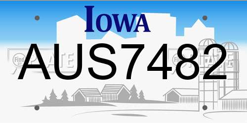 AUS7482 Iowa License Plate