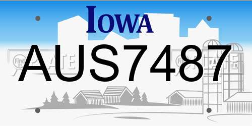AUS7487 Iowa License Plate