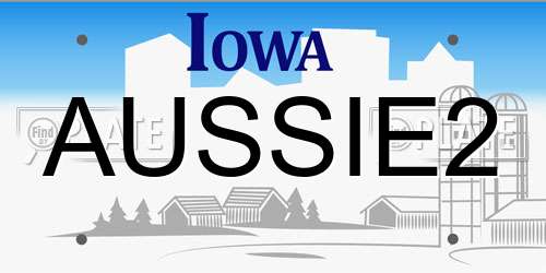 AUSSIE2 Iowa License Plate