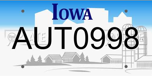 AUT0998 Iowa License Plate