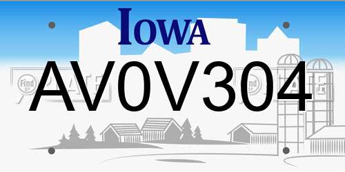 AV0V304 Iowa License Plate