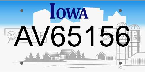 AV65156 Iowa License Plate