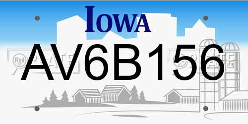 AV6B156 Iowa License Plate