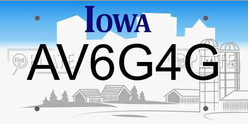 AV6G4G Iowa License Plate