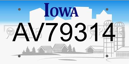 AV79314 Iowa License Plate