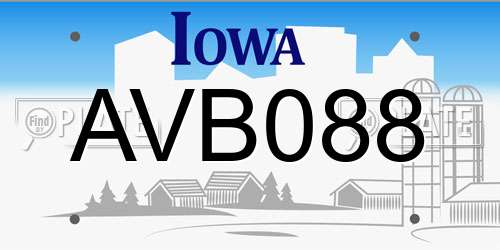 AVB088 Iowa License Plate