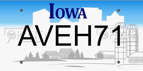 AVEH71 Iowa License Plate