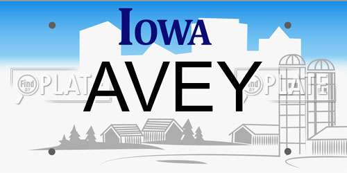 AVEY Iowa License Plate