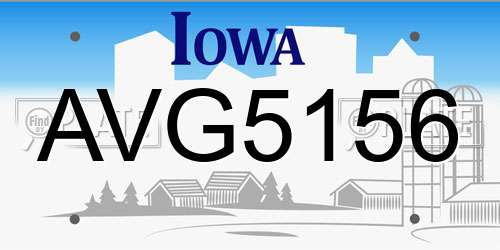 AVG5156 Iowa License Plate