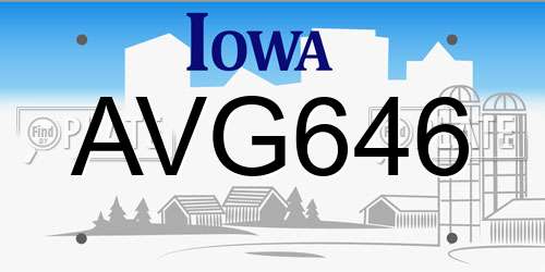 AVG646 Iowa License Plate