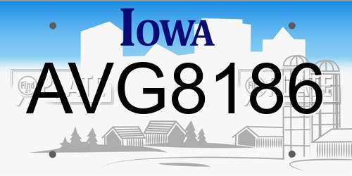 AVG8186 Iowa License Plate