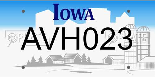 AVH023 Iowa License Plate