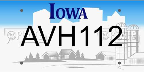 AVH112 Iowa License Plate