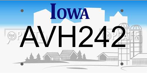 AVH242 Iowa License Plate