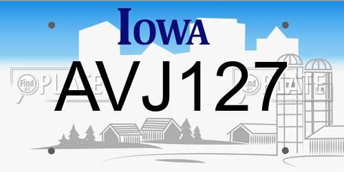 AVJ127 Iowa License Plate