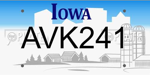 AVK241 Iowa License Plate