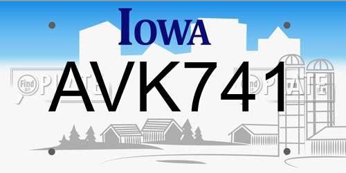 AVK741 Iowa License Plate
