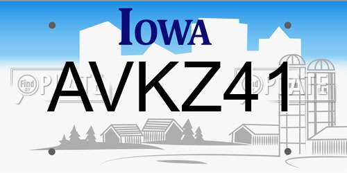 AVKZ41 Iowa License Plate