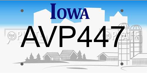 AVP447 Iowa License Plate