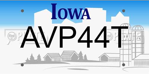 AVP44T Iowa License Plate
