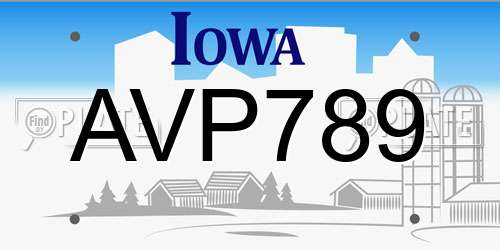 AVP789 Iowa License Plate