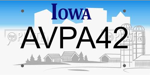 AVPA42 Iowa License Plate