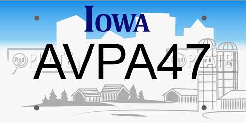 AVPA47 Iowa License Plate