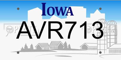AVR713 Iowa License Plate