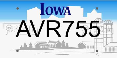 AVR755 Iowa License Plate