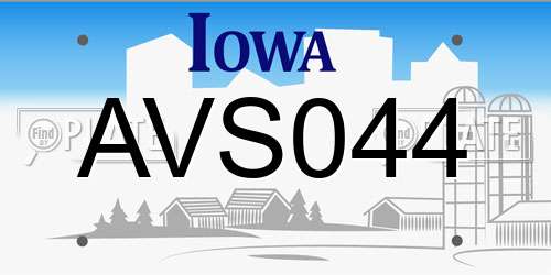 AVS044 Iowa License Plate