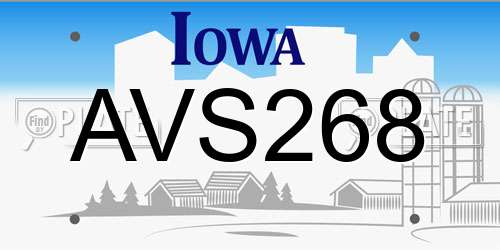 AVS268 Iowa License Plate
