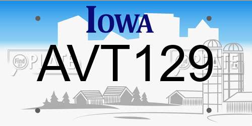 AVT129 Iowa License Plate